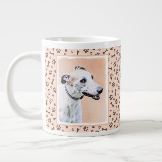 Greyhoundschildering - Cute Original Dog Art Grote Koffiekop (Links)