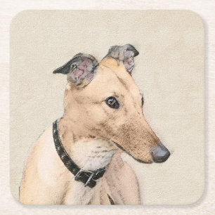 Greyhoundschildering - Cute Original Dog Art Kartonnen Onderzetters