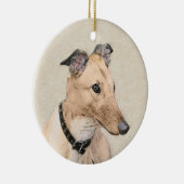 Greyhoundschildering - Cute Original Dog Art Keramisch Ornament (Rechts)