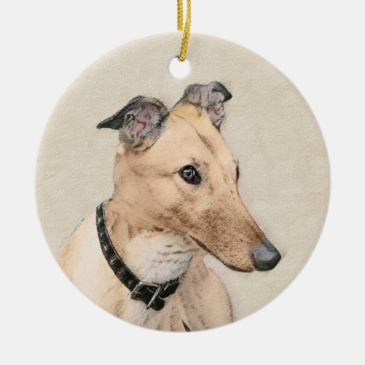 Greyhoundschildering - Cute Original Dog Art Keramisch Ornament (Voorkant)