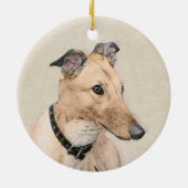 Greyhoundschildering - Cute Original Dog Art Keramisch Ornament (Achterkant)
