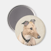 Greyhoundschildering - Cute Original Dog Art Magneet (Voorkant / Achterkant)