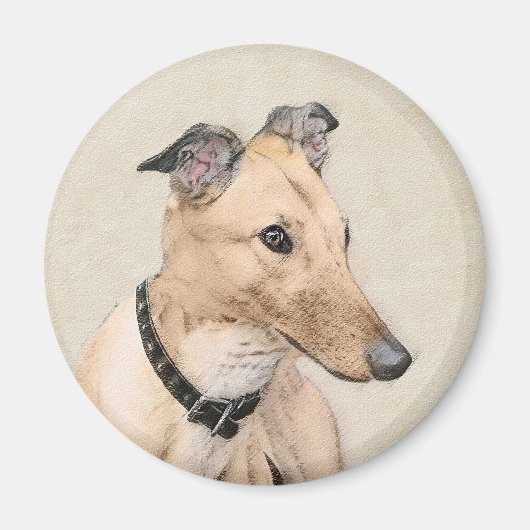 Greyhoundschildering - Cute Original Dog Art Magneet (Voorkant)
