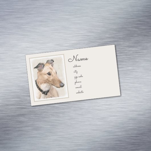 Greyhoundschildering - Cute Original Dog Art Magnetisch Visitekaartje (Voorbeeld)