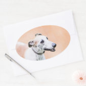 Greyhoundschildering - Cute Original Dog Art Ovale Sticker (Envelop)