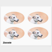 Greyhoundschildering - Cute Original Dog Art Ovale Sticker (Vel)