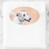 Greyhoundschildering - Cute Original Dog Art Ovale Sticker (Tas)