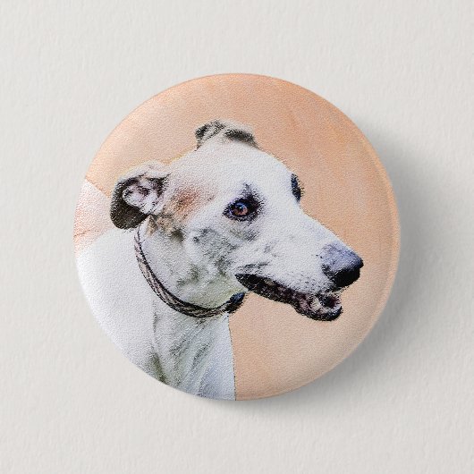 Greyhoundschildering - Cute Original Dog Art Ronde Button 5,7 Cm (Voorkant)