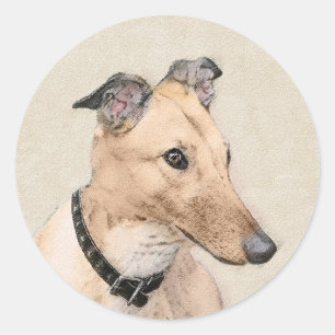 Greyhoundschildering - Cute Original Dog Art Ronde Sticker