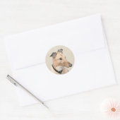 Greyhoundschildering - Cute Original Dog Art Ronde Sticker (Envelop)