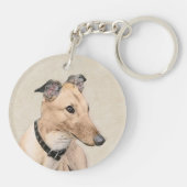 Greyhoundschildering - Cute Original Dog Art Sleutelhanger (Achterkant)