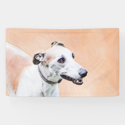 Greyhoundschildering - Cute Original Dog Art Spandoek (Horizontaal)