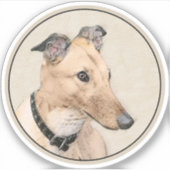 Greyhoundschildering - Cute Original Dog Art Sticker (Voorkant)