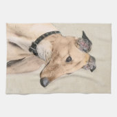 Greyhoundschildering - Cute Original Dog Art Theedoek (Horizontaal)