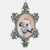 Greyhoundschildering - Cute Original Dog Art Tin Sneeuwvlok Ornament (Links)