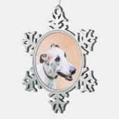 Greyhoundschildering - Cute Original Dog Art Tin Sneeuwvlok Ornament (Rechts)