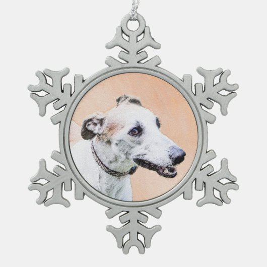 Greyhoundschildering - Cute Original Dog Art Tin Sneeuwvlok Ornament (Voorkant)