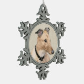 Greyhoundschildering - Cute Original Dog Art Tin Sneeuwvlok Ornament (Links)