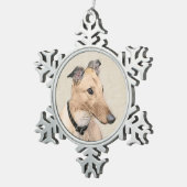 Greyhoundschildering - Cute Original Dog Art Tin Sneeuwvlok Ornament (Rechts)