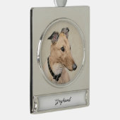 Greyhoundschildering - Cute Original Dog Art Verzilverd Banner Ornament (Rechts)