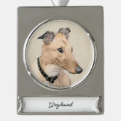 Greyhoundschildering - Cute Original Dog Art Verzilverd Banner Ornament (Voorkant)