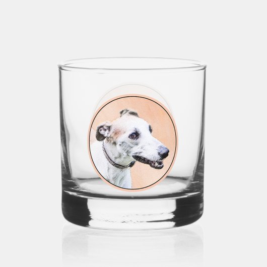 Greyhoundschildering - Cute Original Dog Art Whisky Glas (Voorkant)