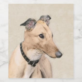 Greyhoundschildering - Cute Original Dog Art Wijn Etiket (Enkel label)