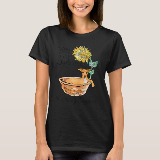 Greyhoundzwemmen in een buisje zonnebloemen t-shirt (Voorkant)