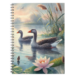Greylag Geese on the Water - Spiral Notebook Notitieboek