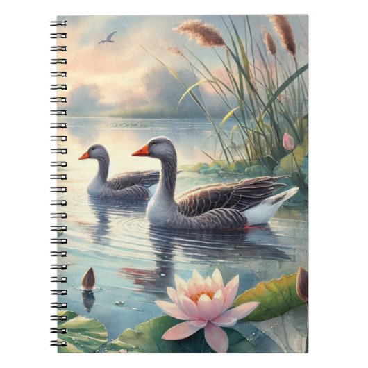 Greylag Geese on the Water - Spiral Notebook Notitieboek (Voorkant)