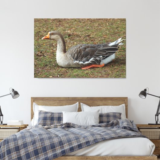 Greylag Swan Goose Cross Canvas Afdruk (Insitu (Slaapkamer))