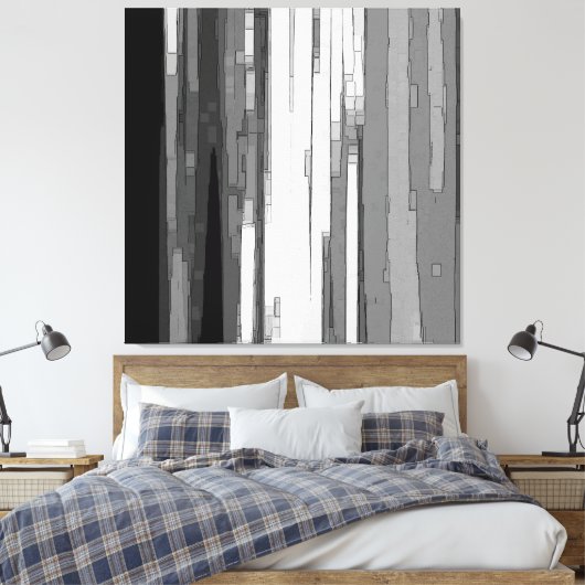 Greyscale Abstracte B&W-kunst Canvas Afdruk (Insitu (Slaapkamer))