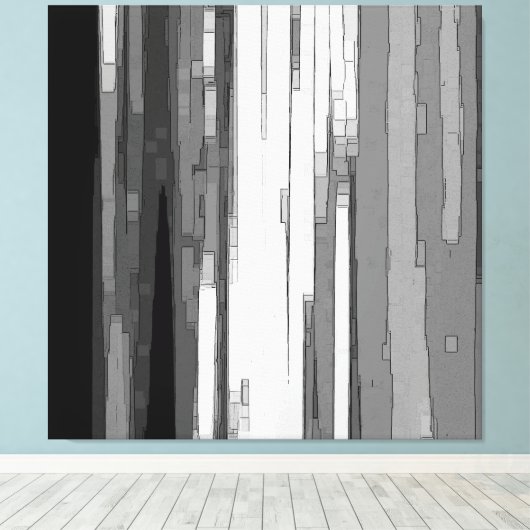 Greyscale Abstracte B&W-kunst Canvas Afdruk (Insitu (Houten vloer))