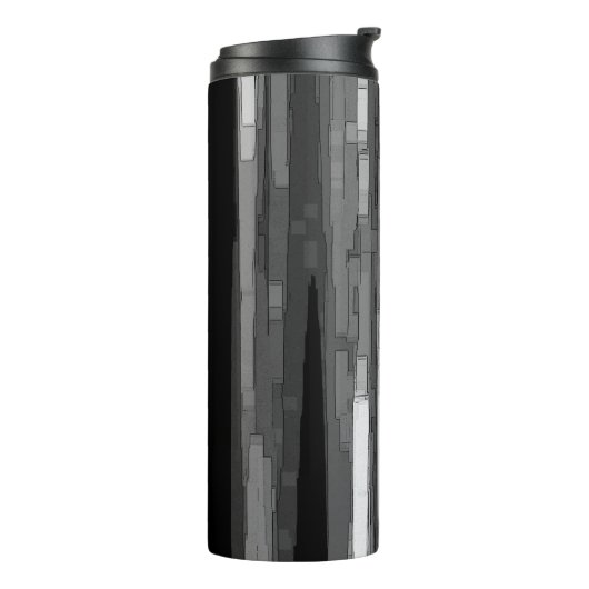 Greyscale Abstracte B&W-kunst Thermosbeker (Gedraaid links)