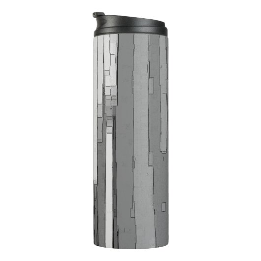 Greyscale Abstracte B&W-kunst Thermosbeker (Geroteerd rechts)