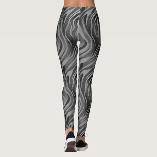 Greyscale Abstracte Swirly Stripe Leggings (Achterkant)