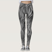 Greyscale Abstracte Swirly Stripe Leggings (Voorkant)