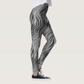 Greyscale Abstracte Swirly Stripe Leggings (Rechts)