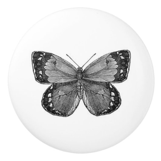 Greyscale Butterfly Keramische Knop (Voorkant)