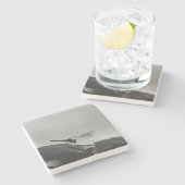 Greyscale Dragonfly op Stone Onderzetter (Zijkant)