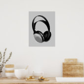 Greyscale Hoofdtelefoon Pop Art Poster Afdrukken (Keuken)