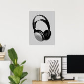 Greyscale Hoofdtelefoon Pop Art Poster Afdrukken (Thuiskantoor)