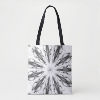 Greyscale kaleidoscope gedrukte canvas tas
