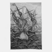 Greyscale Kraken Kitchen Towel Theedoek (Verticaal)