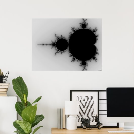 Greyscale Mandelbrot Set Poster (Thuiskantoor)