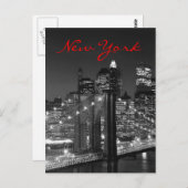 Greyscale Red New York Script Post Kaart (Voorkant / Achterkant)