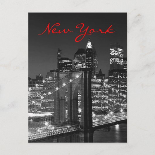 Greyscale Red New York Script Post Kaart (Voorkant)