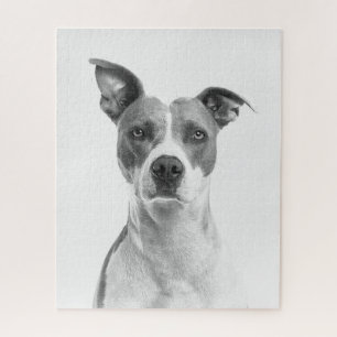 Greyscale Short Haire Dog in zwart-wit Legpuzzel