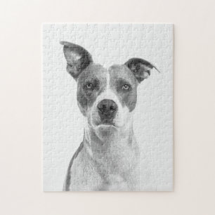 Greyscale Short Haire Dog in zwart-wit Legpuzzel