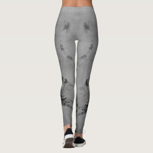 Greyscale Tiger en Bamboo 18e eeuw Leggings (Achterkant)